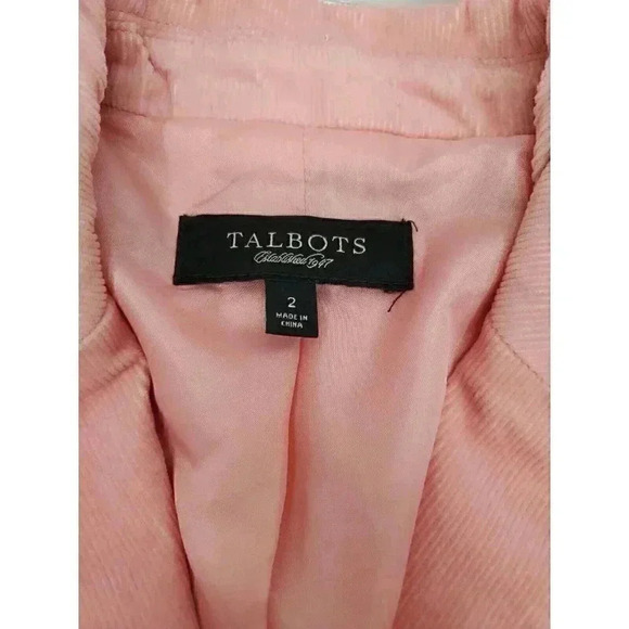Talbots Fitted Pink Corduroy Blazer Women's Size 2 - Picture 4 of 9